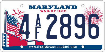 MD license plate 4AF2896