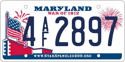 MD license plate 4AF2897