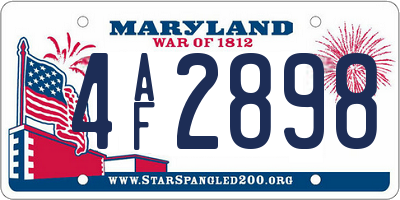 MD license plate 4AF2898