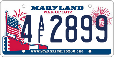 MD license plate 4AF2899