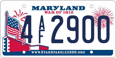 MD license plate 4AF2900
