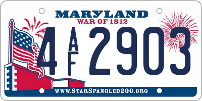 MD license plate 4AF2903
