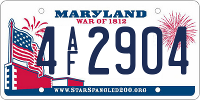 MD license plate 4AF2904