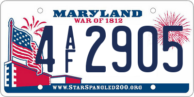 MD license plate 4AF2905