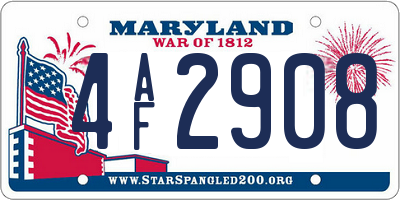 MD license plate 4AF2908