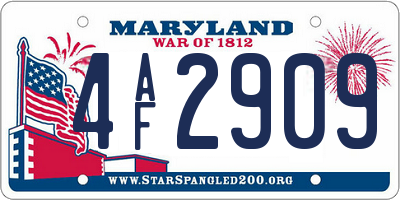 MD license plate 4AF2909