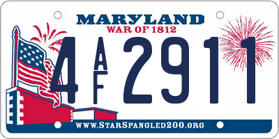 MD license plate 4AF2911