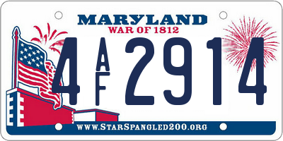 MD license plate 4AF2914