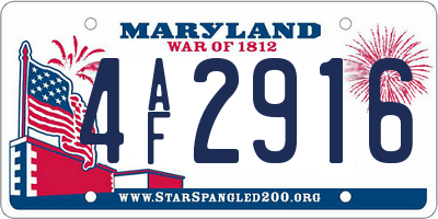 MD license plate 4AF2916