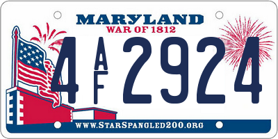 MD license plate 4AF2924