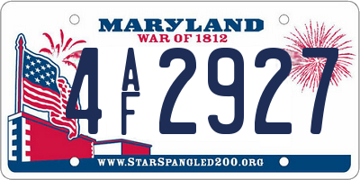 MD license plate 4AF2927