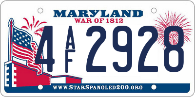 MD license plate 4AF2928
