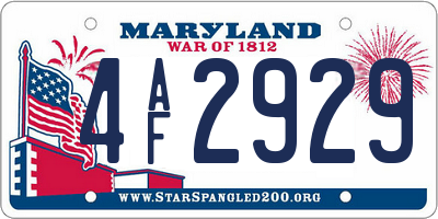 MD license plate 4AF2929