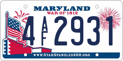 MD license plate 4AF2931