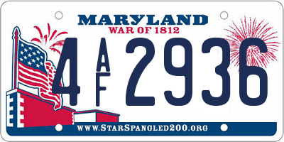 MD license plate 4AF2936