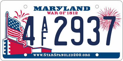 MD license plate 4AF2937