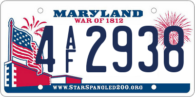 MD license plate 4AF2938