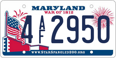 MD license plate 4AF2950