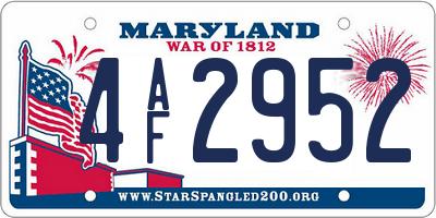 MD license plate 4AF2952