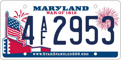 MD license plate 4AF2953
