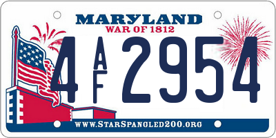 MD license plate 4AF2954