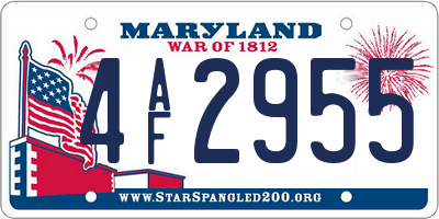 MD license plate 4AF2955