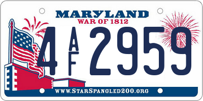 MD license plate 4AF2959