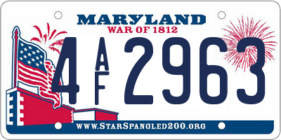 MD license plate 4AF2963
