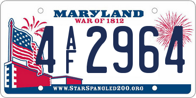 MD license plate 4AF2964