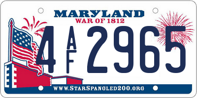 MD license plate 4AF2965