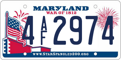 MD license plate 4AF2974