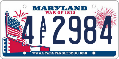 MD license plate 4AF2984