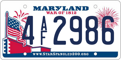 MD license plate 4AF2986