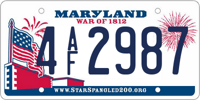 MD license plate 4AF2987