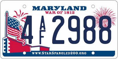 MD license plate 4AF2988