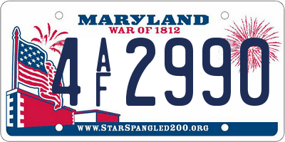 MD license plate 4AF2990