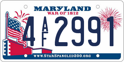 MD license plate 4AF2991