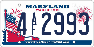 MD license plate 4AF2993