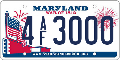 MD license plate 4AF3000