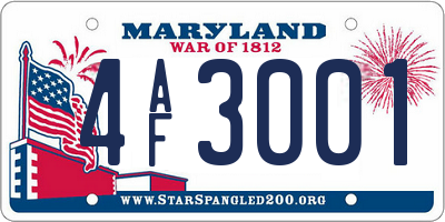 MD license plate 4AF3001