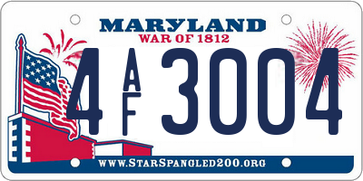 MD license plate 4AF3004