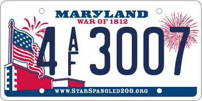 MD license plate 4AF3007