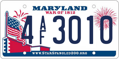 MD license plate 4AF3010
