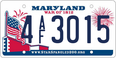 MD license plate 4AF3015