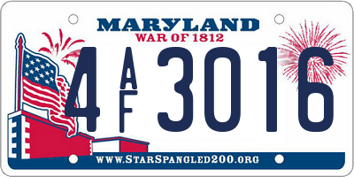 MD license plate 4AF3016