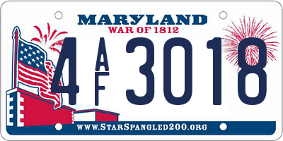 MD license plate 4AF3018
