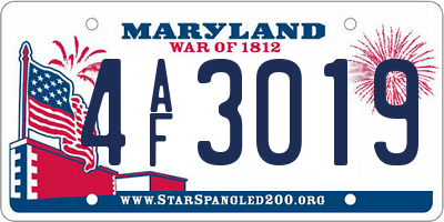 MD license plate 4AF3019
