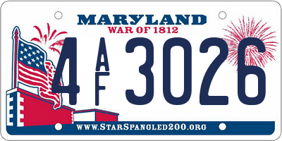 MD license plate 4AF3026