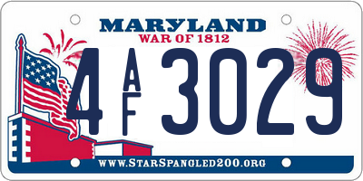 MD license plate 4AF3029