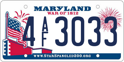 MD license plate 4AF3033